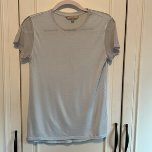 Athleta light blue sheer sleeved tee performance work out size small  S